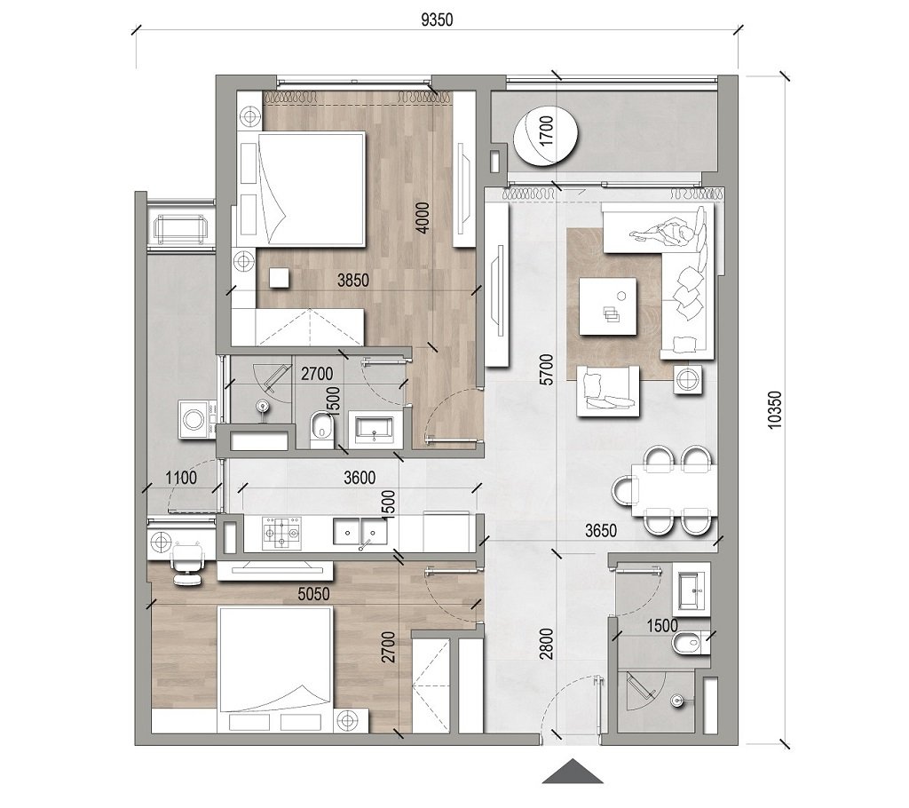 Căn hộ 2 ngủ diện tích lớn 84m2