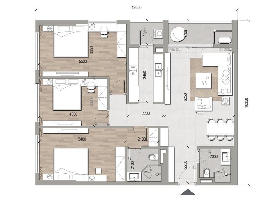 Căn hộ 3 ngủ góc diện tích 118m2